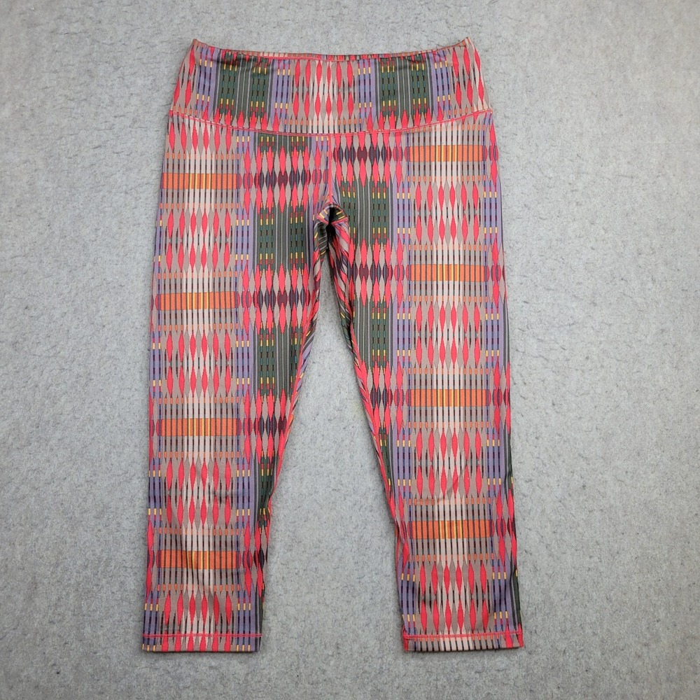 Prana Pillar Cropped Leggings Womens M Red Geometric Active Performance